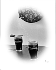 Guinness & darts bw